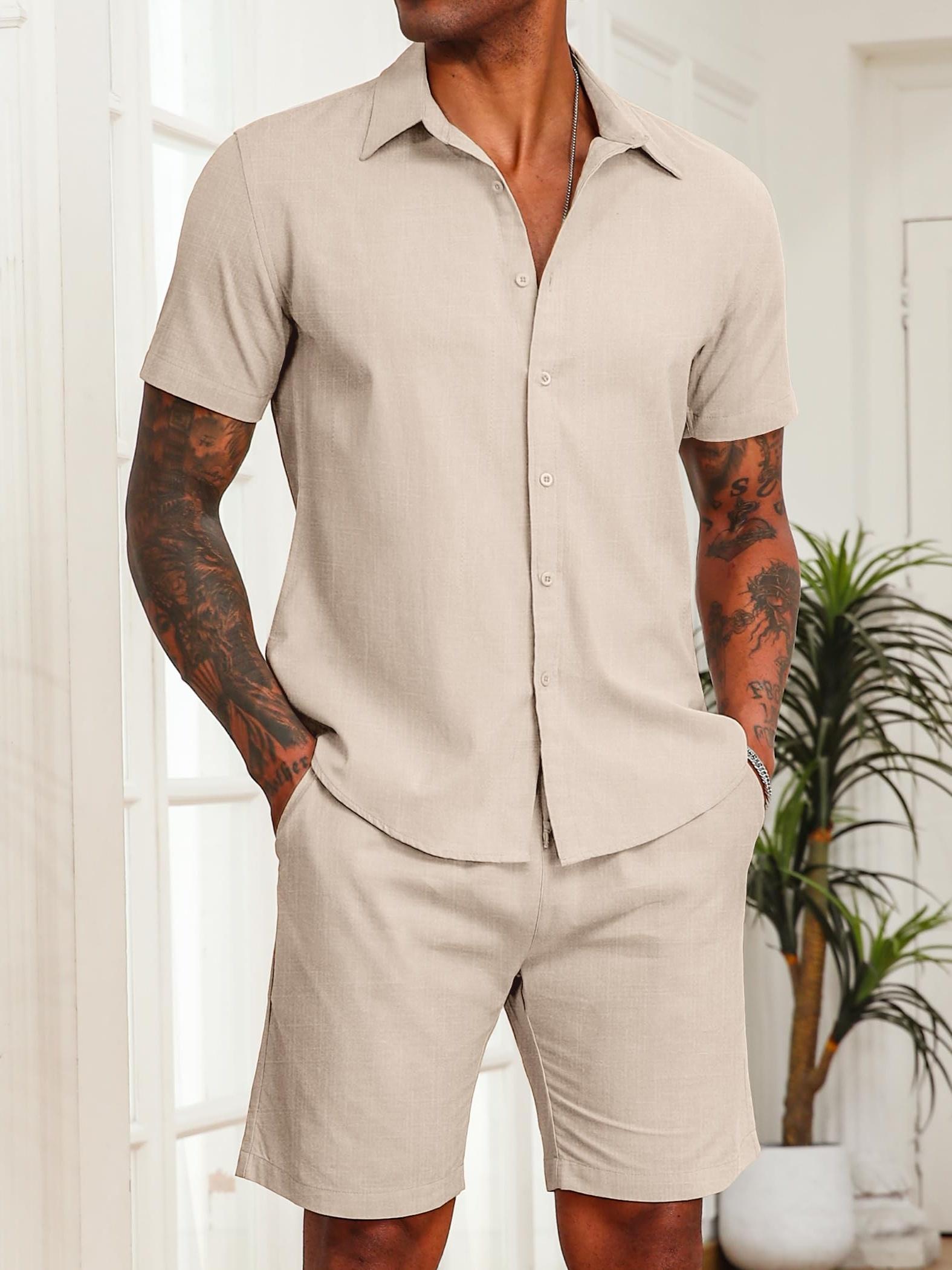 Short Y Camisa Hombre Playa Conjunto De Verano Para Hombre: Camisa