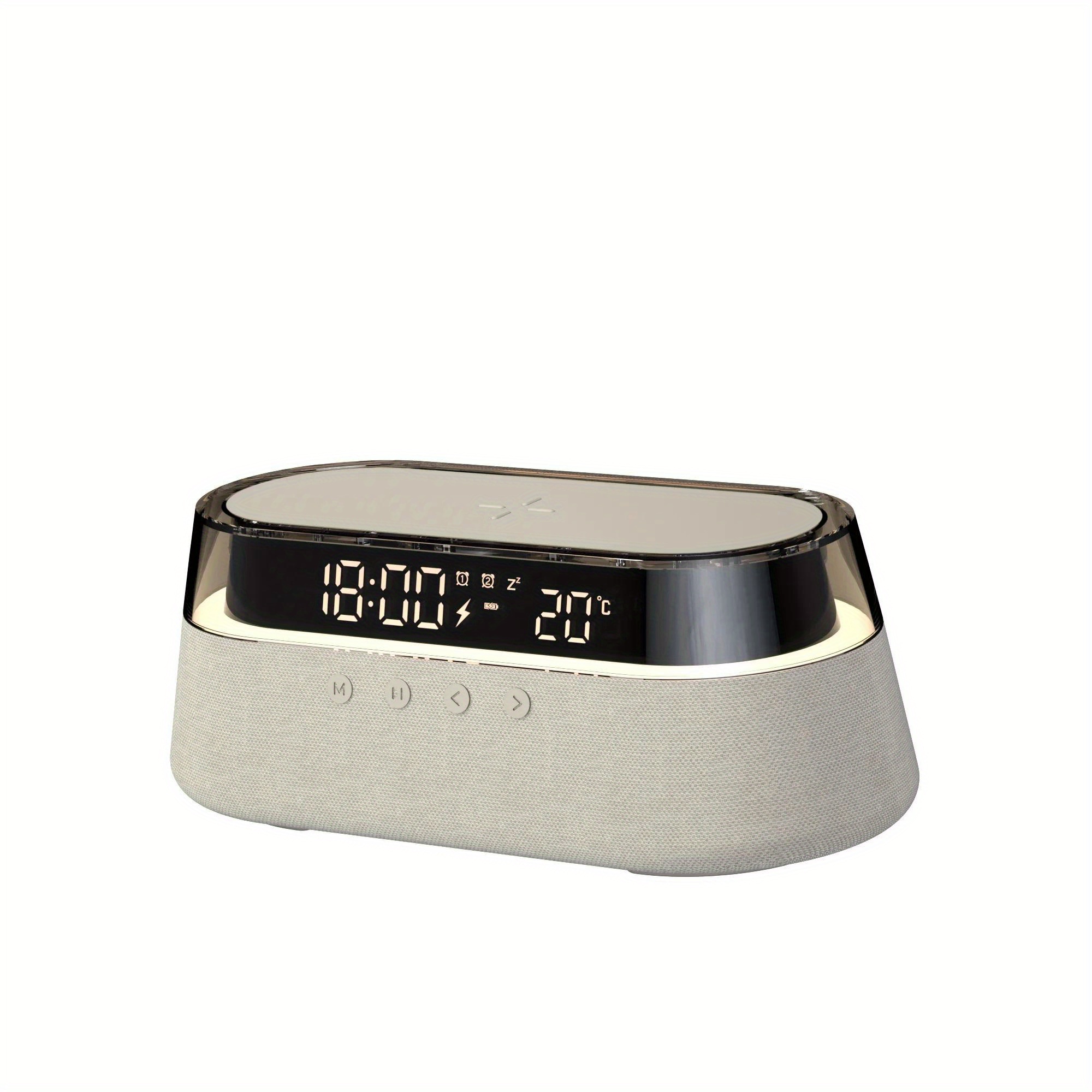 TEMU 6-in-1 Smart Alarm Clock With 15w Wireless Charging - Bluetooth Speaker, Fm Radio, Dual Alarm For Heavy Sleepers, Usb Charger, Rgb Night Light &