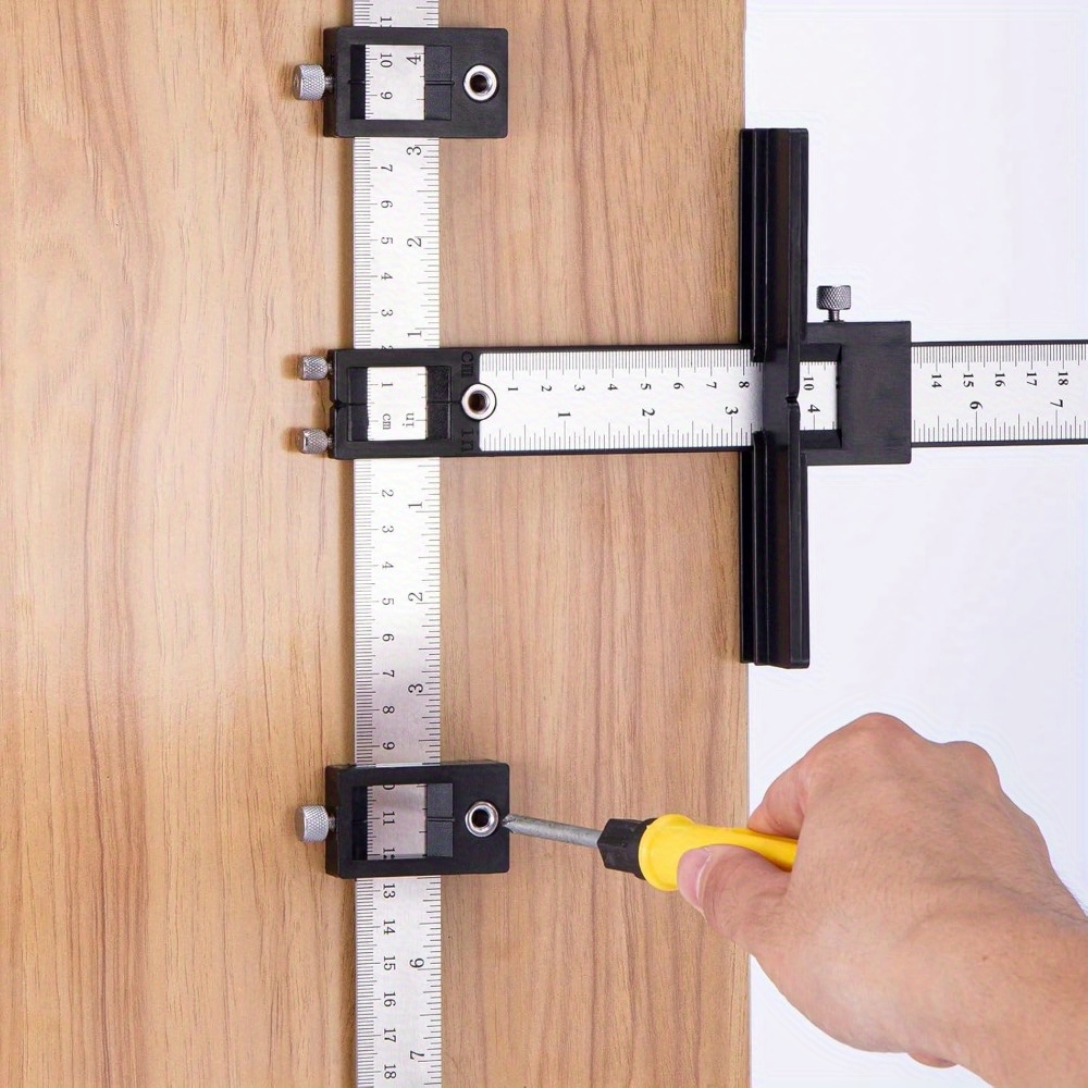 punch locator adjustable cabinet hardware jig drilling guide template drilling kitchen door handle jig for installing handle knobs on door or drawer pulls black