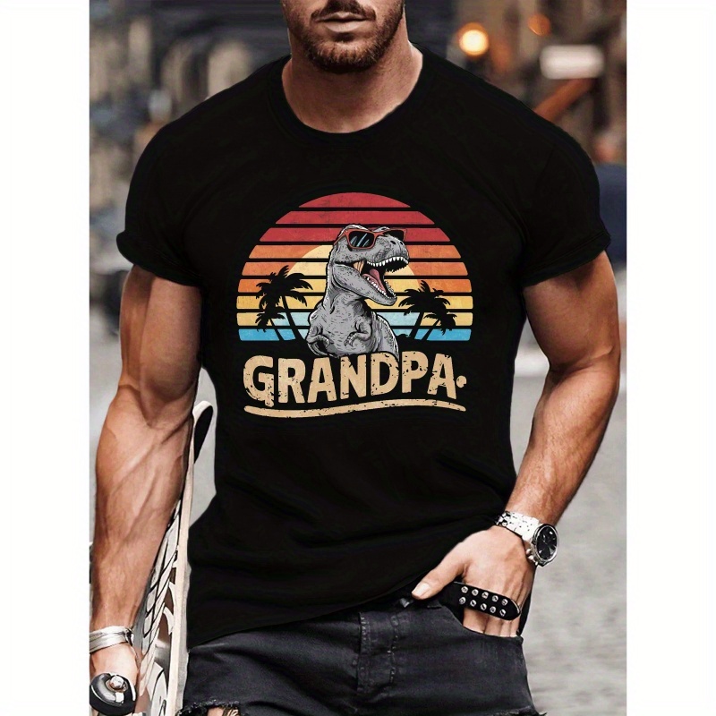 

T Rex Print Tee Shirt, Tees For Men, Casual Short Sleeve T-shirt For Summer