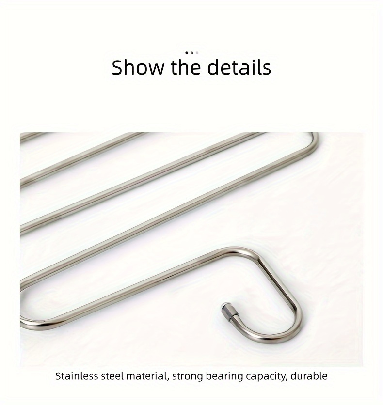 1pc stainless steel multi layer s shaped pants hanger space saving non slip closet organizer for trousers towels scarves details 3