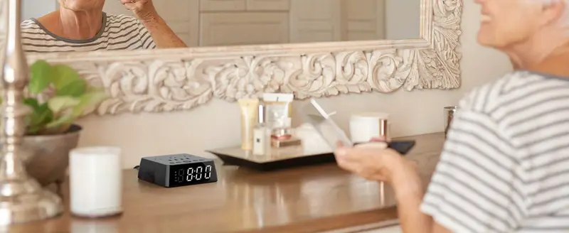 digital alarm clock with 3 usb charger desk charging station 3 ac outlets 6 5ft cord power strip protector 1700j lcd alarm setting for bedroom dorm room details 7