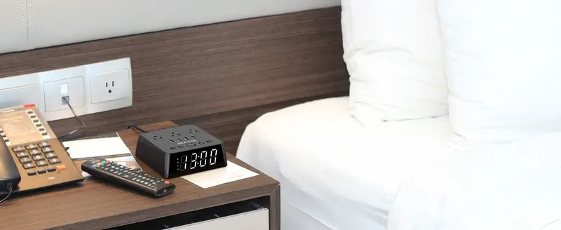 digital alarm clock with 3 usb charger desk charging station 3 ac outlets 6 5ft cord power strip protector 1700j lcd alarm setting for bedroom dorm room details 8