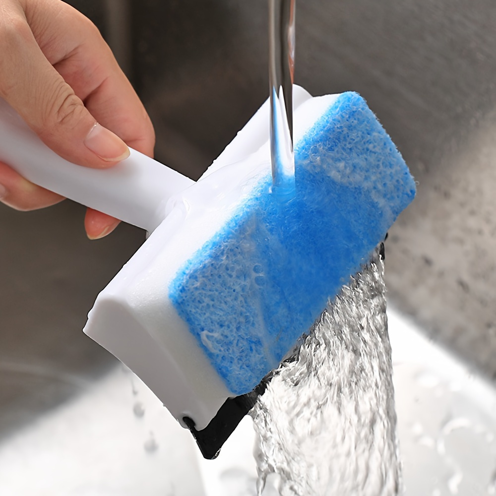 1pc multi functional bathroom squeegee manual window and mirror cleaning brush with double sided glass scraper no electricity needed durable plastic material household bathroom and toilet cleaning tool details 4