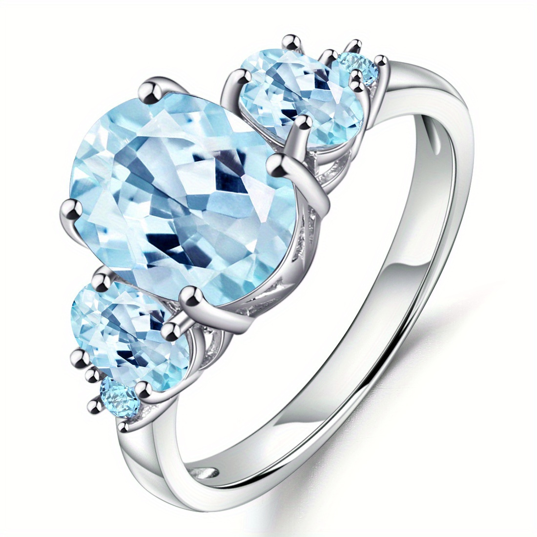 

Brillar-topaz Series- Natural Topaz 4.67cttw Main Stone 3.47ct Sky Ring S925 Silver Fashion Rings