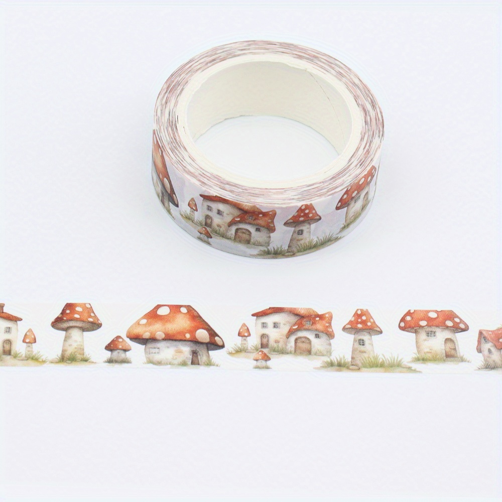 Image of Autumn Mushroom Washi Tape 10m X 15mm - Decorative Paper Crafting Tape For Scrapbooking, Planners, Gift Wrapping & Journaling - , Arts & Crafts Adhesive Tape, Single Roll