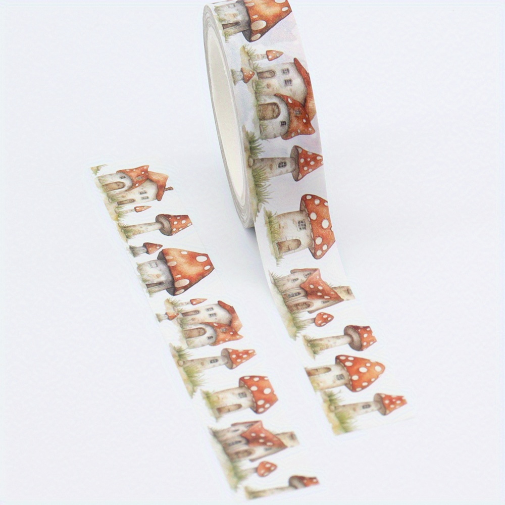 

Autumn Mushroom Washi Tape 10m X 15mm - Decorative Paper For Scrapbooking, Planners, Gift Wrapping & Journaling - Unique Design, Arts & Crafts Adhesive Tape, Single Roll