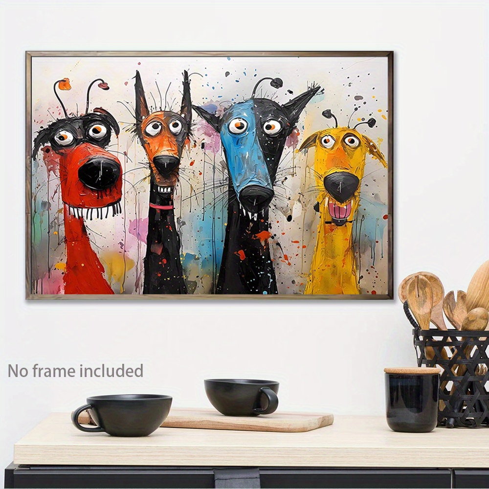 

d'Art de Chien de 15.7"x23.6" - Décoration Murale Abstraite Fantaisiste , de Chiot les des , de Cadeau Parfaite