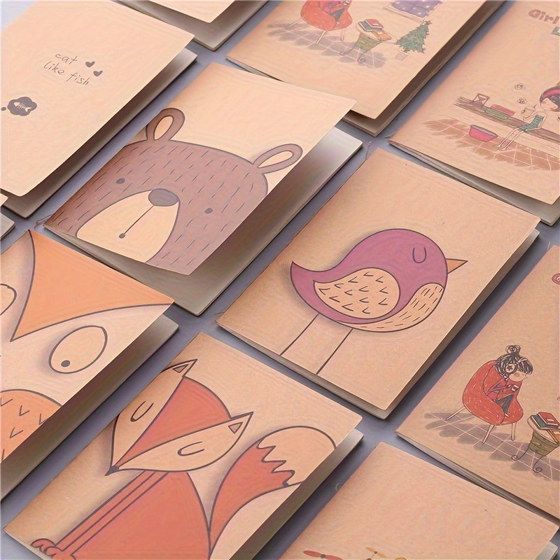 

Lot de 20 mini carnets de poche avec de jolis motifs d'animaux, blocs-notes vierges en papier kraft pour la journalisation, l'école et les fournitures de voyage