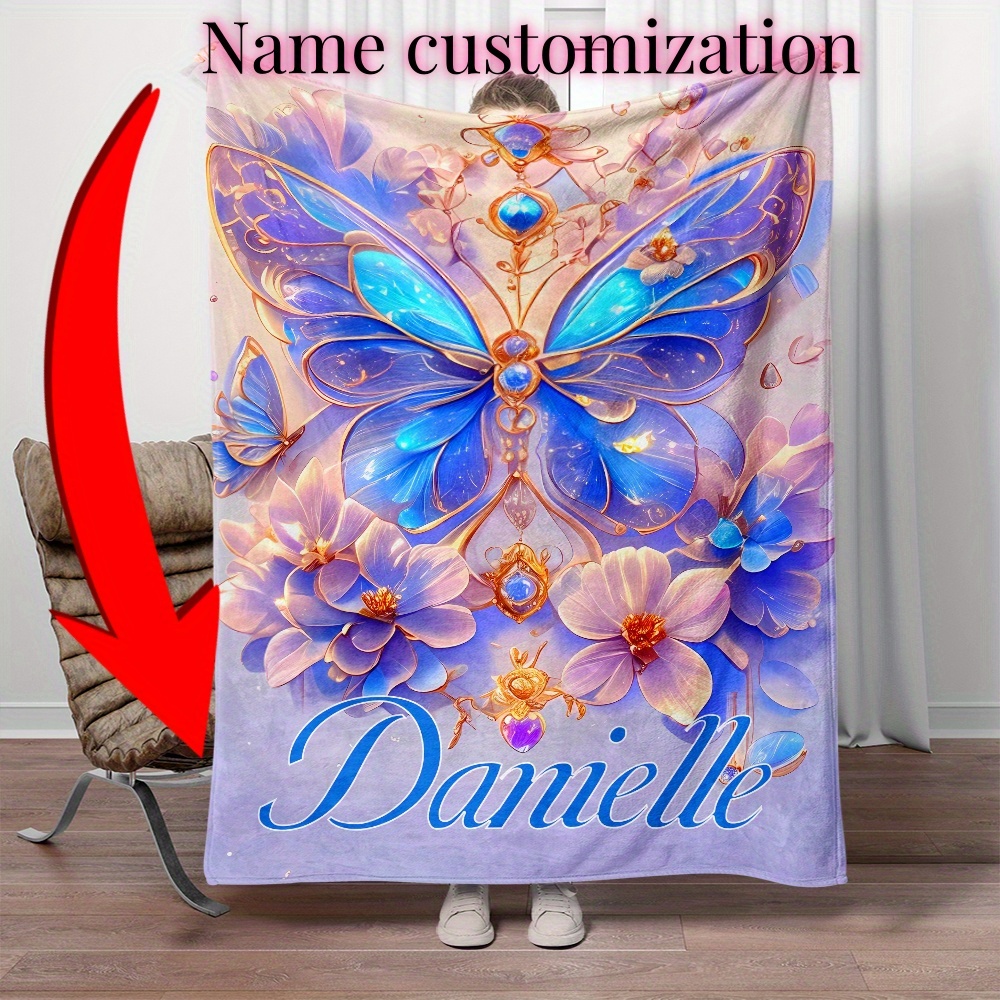 

Custom Name And Flannel Throw Blanket - Personalized Lightweight Soft Fleece Sofa, Bed, Travel, Office - Digital Printed, Tear Resistant, Style Blanket