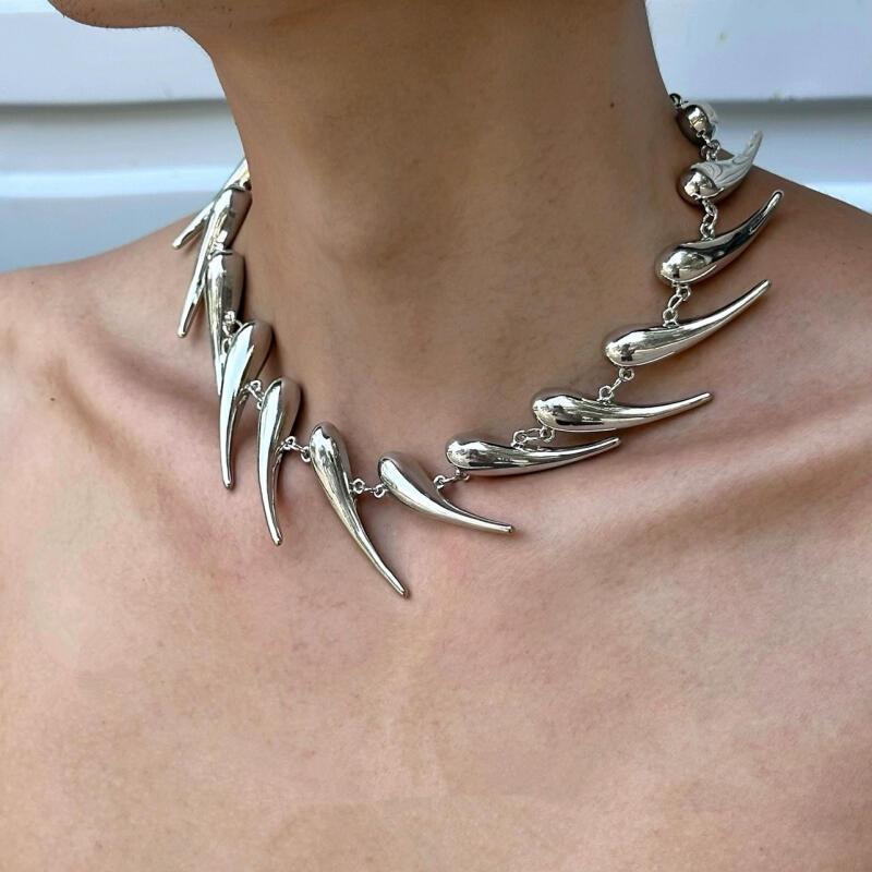 

1pc Fashion Thorns Geometric Irregular Drop Punk Hip Hop Copper Silver Color Necklace Woman Party Prom Gift