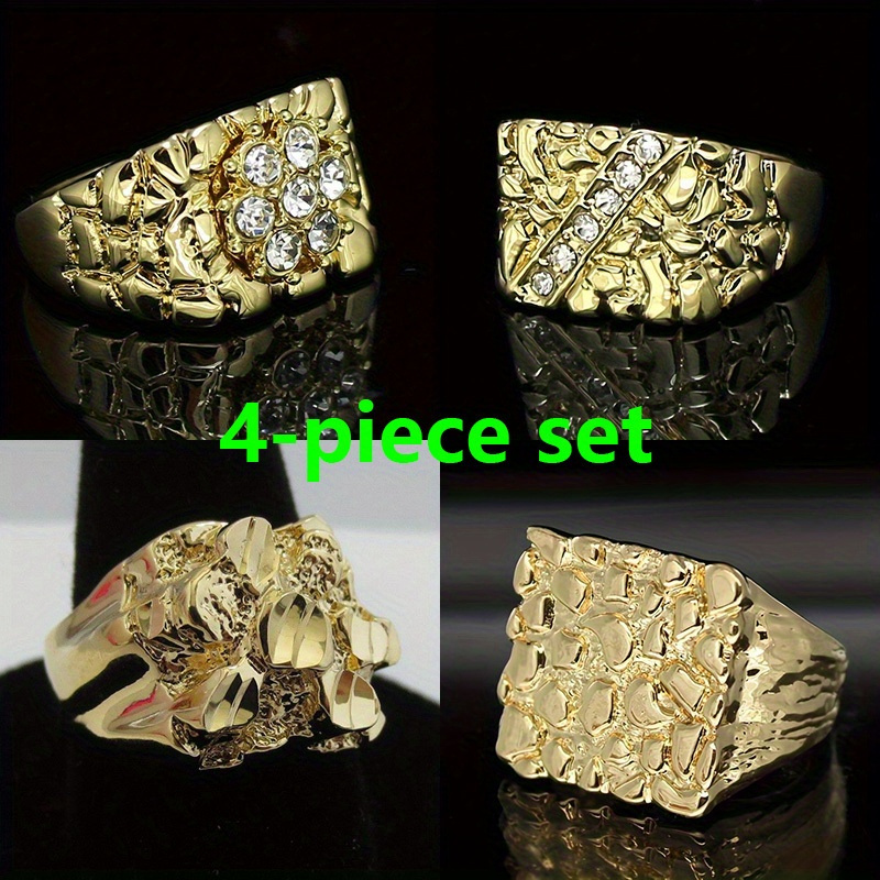 TEMU 4pcs European Style Gorgeous Men's Grand Casual Jewelry Minimalist Jewelry Gift Men's Finger Ring Is Very Suitable For Anniversaries, Birthday Gifts, Parties, And Parties