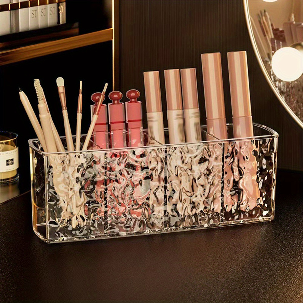 

1pc Premium Acrylic Makeup Organizer For Countertop - No Electricity Needed, Plastic Storage Box For Brushes, Lipsticks, Eyebrow Pencils, Shadow Brushes, Stationery Holder For Office Desk