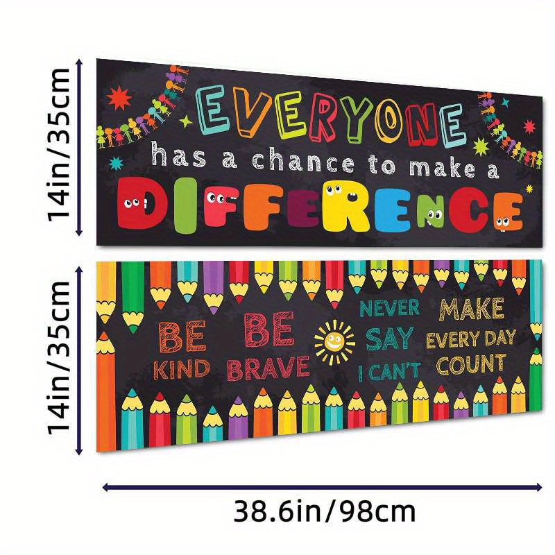 TEMU 2d Flat, 2d Flat, 2d Plane, Inspirational Classroom Decoration Set, Vibrant Classroom Banner Poster, 14in*38.6in, Education And Inspiration,