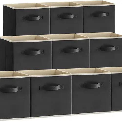 foldable fabric bins multi color organizer bins with handles decorative organizing baskets black 10 packs collapsible storage cubes 13 inch cube storage bins