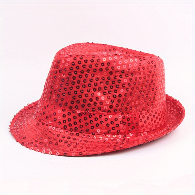 TEMU Men' Sequin Hat - Hip-hop &   With Rolled Brim, Sun , Washable - For Outdoor