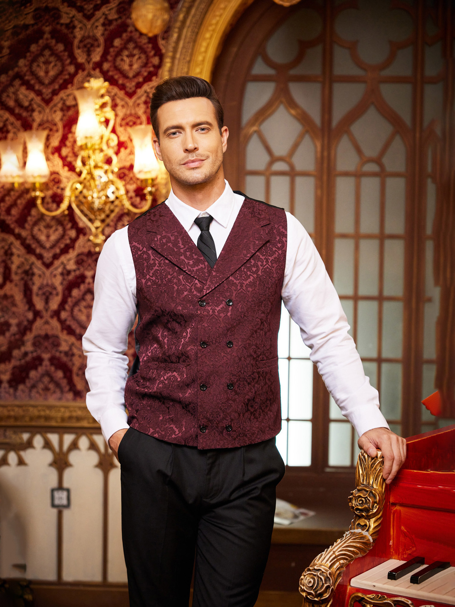 Scarlet Darkness Black Vest Men Darkrock Mens Gothic Waistcoat