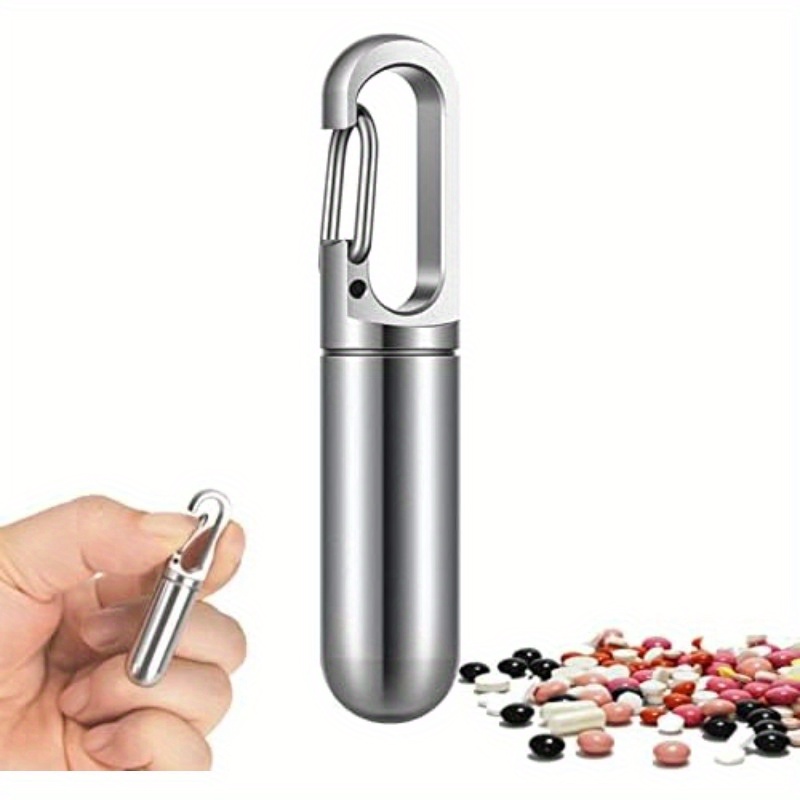 

[top-] Steel Pill Carabiner - Keychain Fob For Medication, In 3