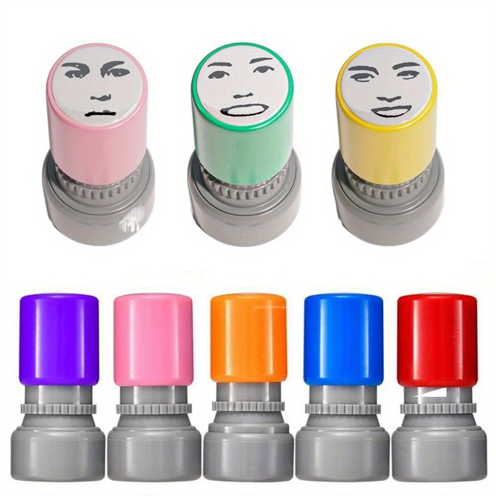 

Novelty Face Memes Seal Stamp: Cute Prank Trick Engraved Funny Self-inking Printing Stamp - Diy Office Supplies