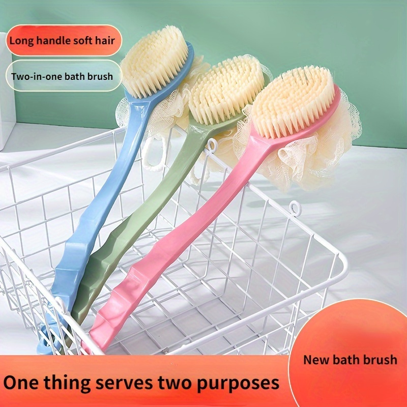 

Long Handle -one Bath Brush: Exfoliating Body Massage Sponge With Extended - Blue, Pink, Green (34cm/13.39in)