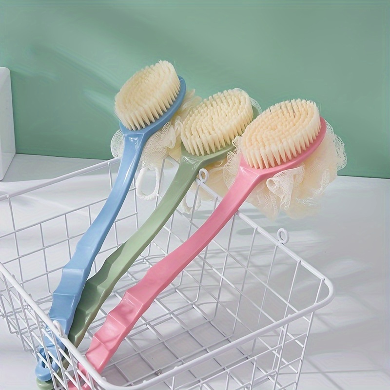 long handle   two in   brush exfoliating body massage sponge with extended     green 34cm 13 39in Product details 0