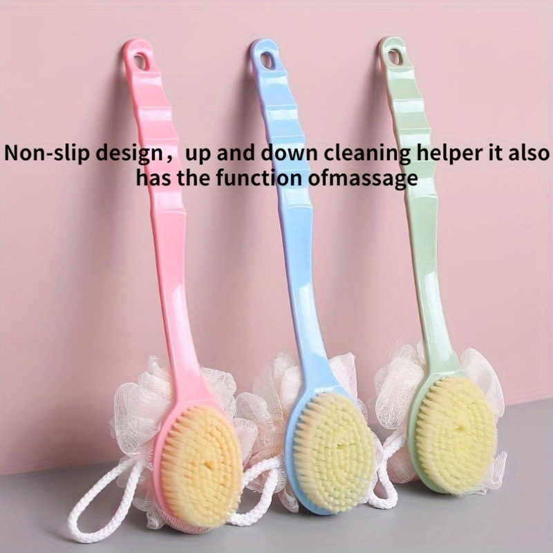 long handle   two in   brush exfoliating body massage sponge with extended     green 34cm 13 39in Product details 3