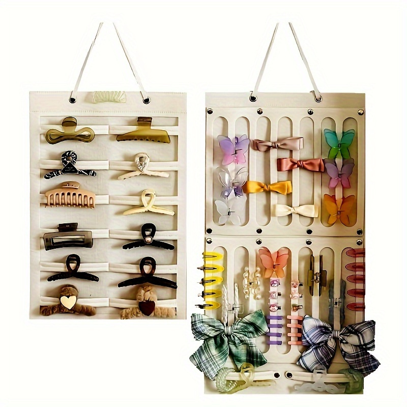 elegant felt hair clip organizer multi purpose rectangular hanging display suitable   14 and up made of polyester fiber details 1