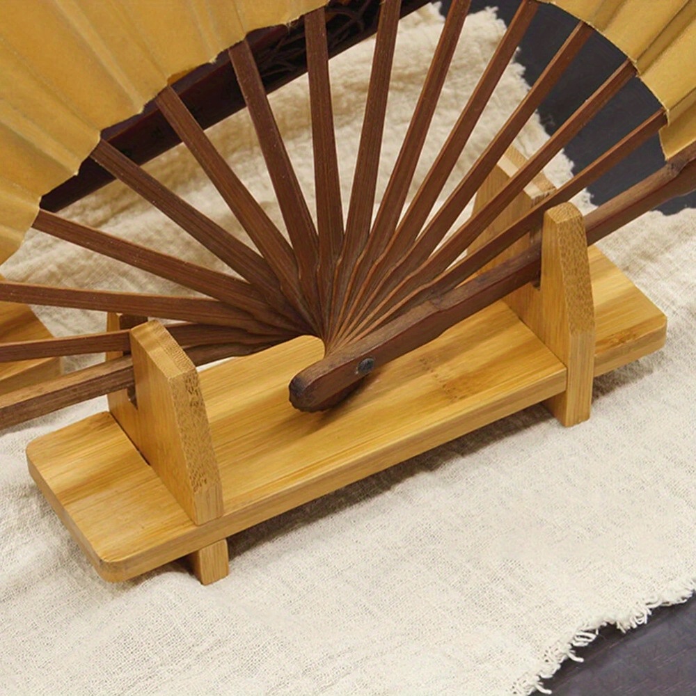 

1pc Art Wooden Folding Fan Frame, Traditional Chinese Group Stand With Detachable Support Base For Fans