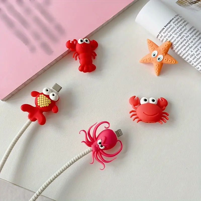 

1pc Cute Silicone Cable Protector, Sea Animal Design Charger Cord Saver, Compatible With Iphone Data Cables - No Battery Required