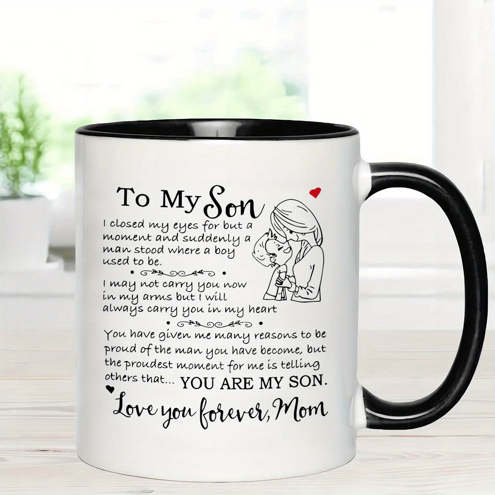 

1pc, 3a Grade, To My Son Funny Mug, Gift For Son, 11oz Ceramic Coffee Mug, Room Decoration, Novelty Gift, Summer And Winter Drinking Mug, Birthday Gift, Holiday Gift, Christmas Gift, New Year Gift,