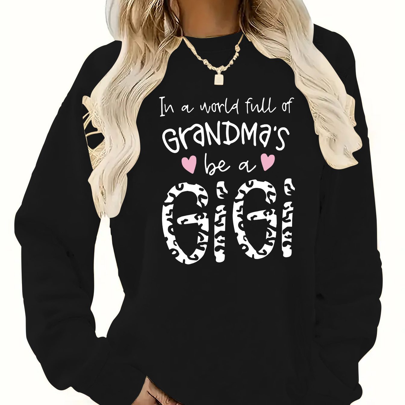 

Gigi Letter Print Sweatshirt, Long Sleeve Crew Neck Casual Sweatshirt For Winter & Fall, Women's Clothing