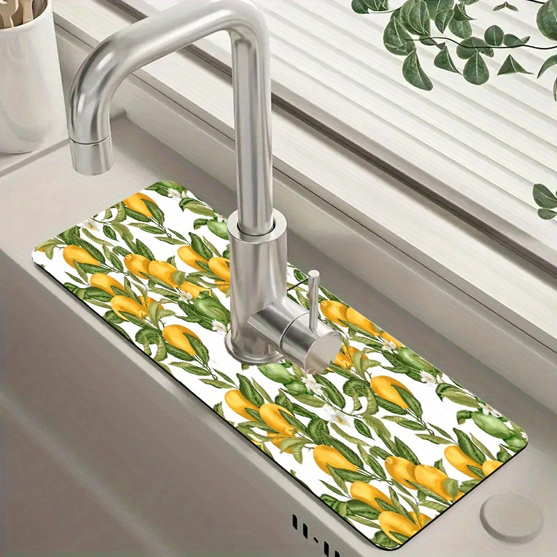 

1pc Print Faucet Drip Mat - Moisture-proof, Non-slip Sink Drain Pad For Kitchen & Bathroom Countertop Protection