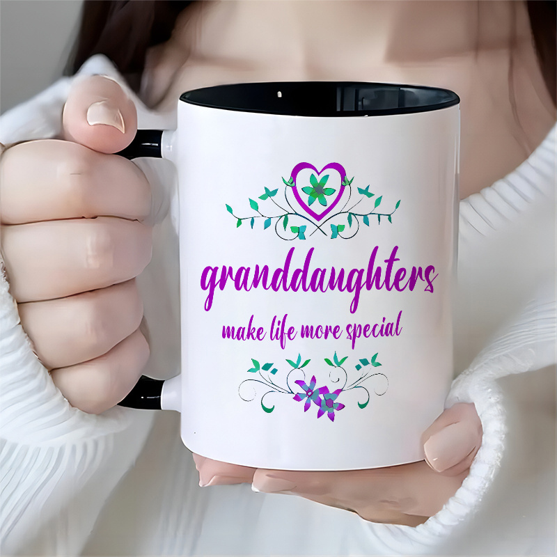 

1 Piece, 3a Grade, Granddaughters Make Life More Special, Coffee Mug Gift From Grandparents, 11 Oz Ceramic Tea Cup Perfect For Office/ House Living/ Party/ Birthday Gift For Grandchildren