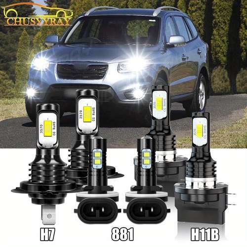 H11B LED Headlight Bulbs Kit For Hyundai Santa Fe 2009-2016 - 6000K White Low Beam