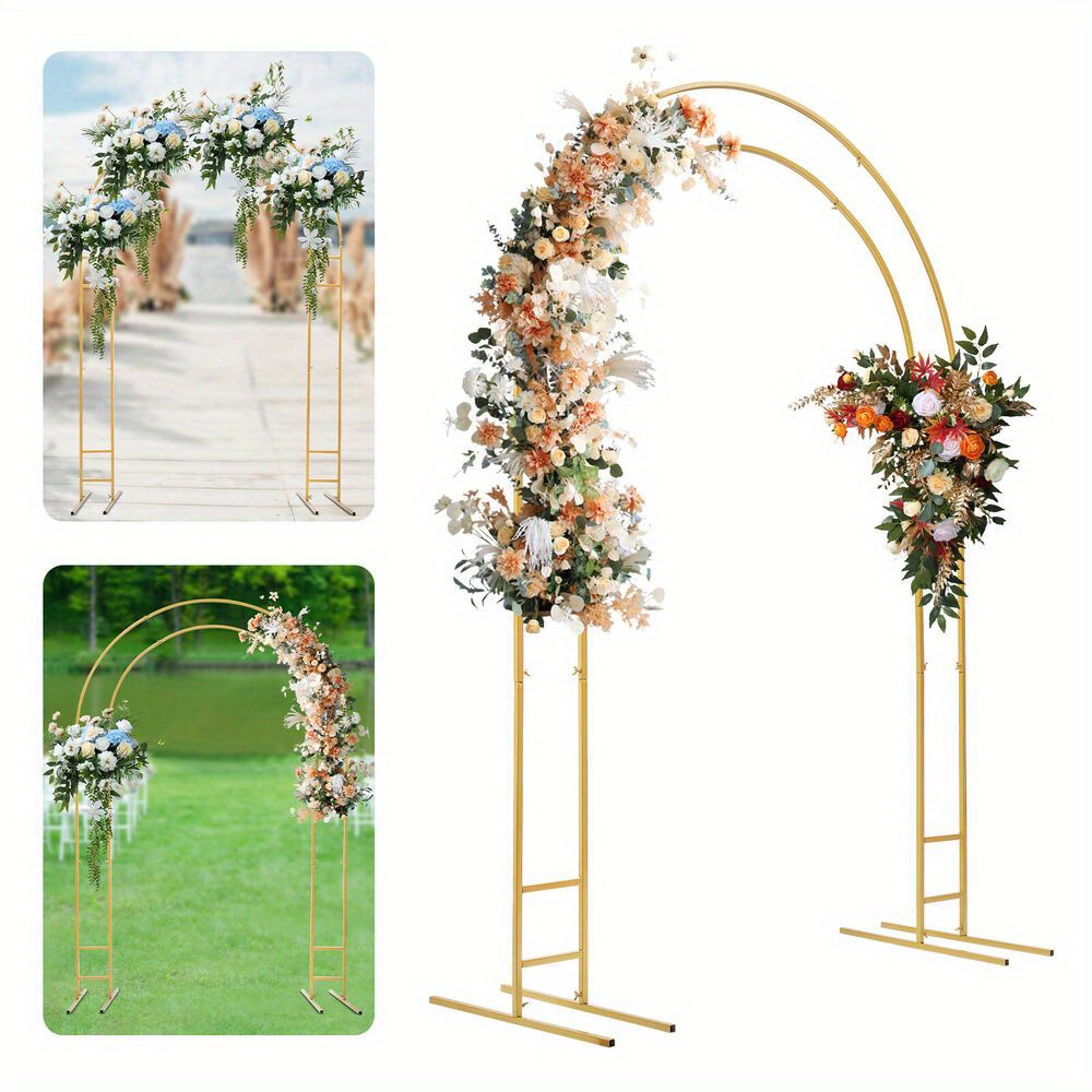 TEMU Double Arch Door Frame Support, 16 Square Tubes, 150*50*220cm - Golden