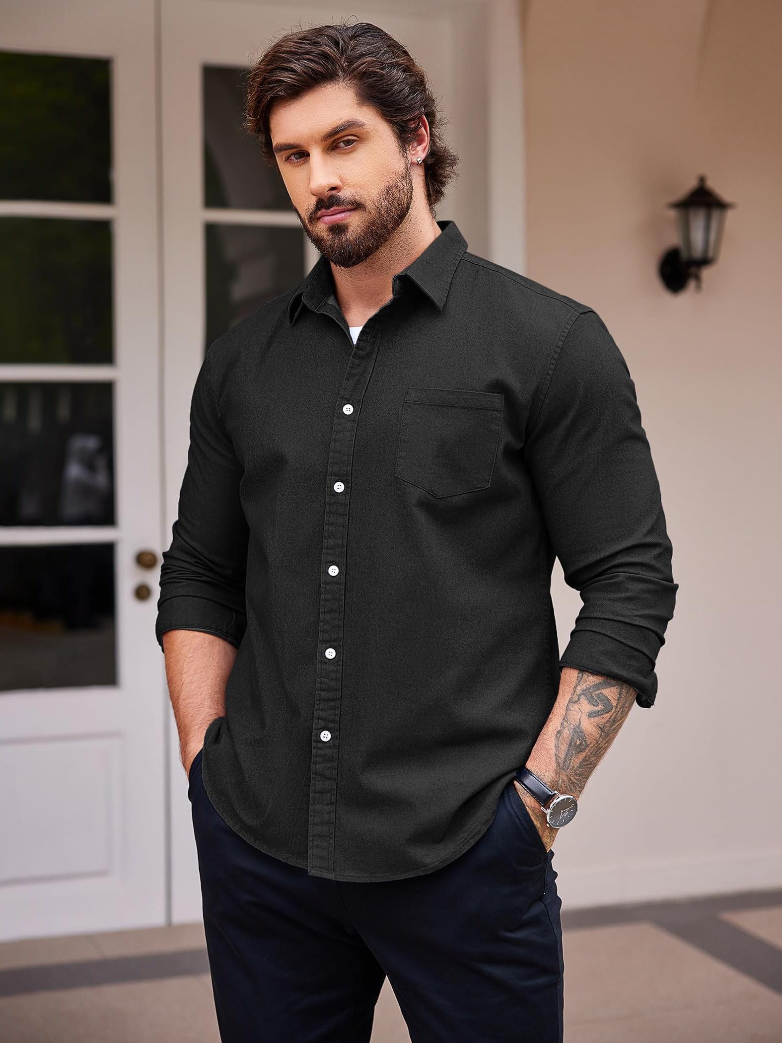 *'S Denim Shirt Long Sleeve Casual Button Shirts Shirt