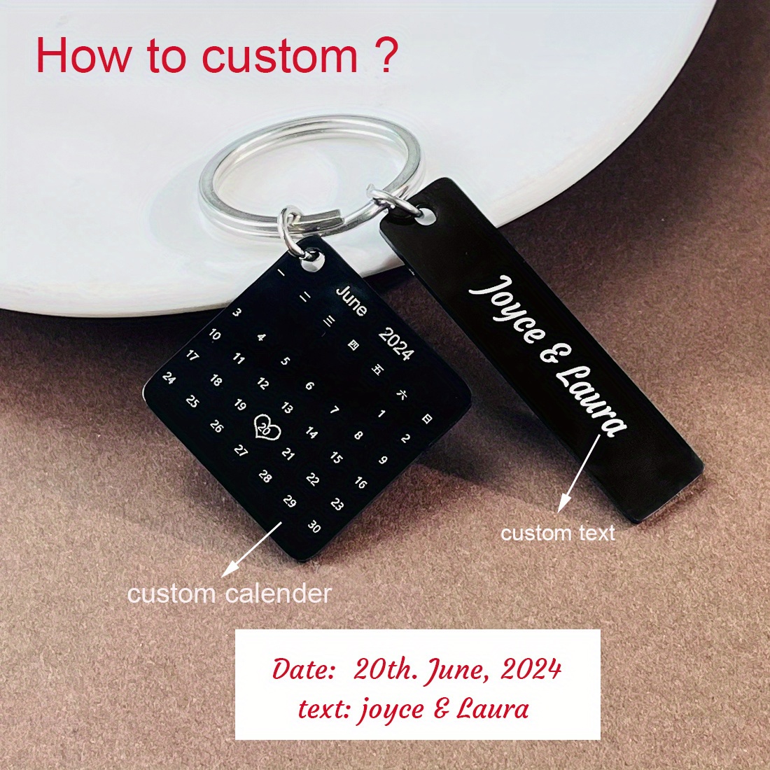 Personalized Stainless Steel Calendar Keychain