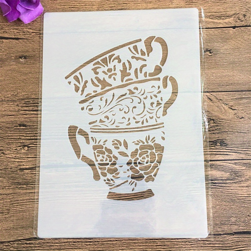 Image of A4 29 * Porcelain Bowl Diy Stencils Wall Painting Coloring Embossing Album Decorative Paper Card Template Walls