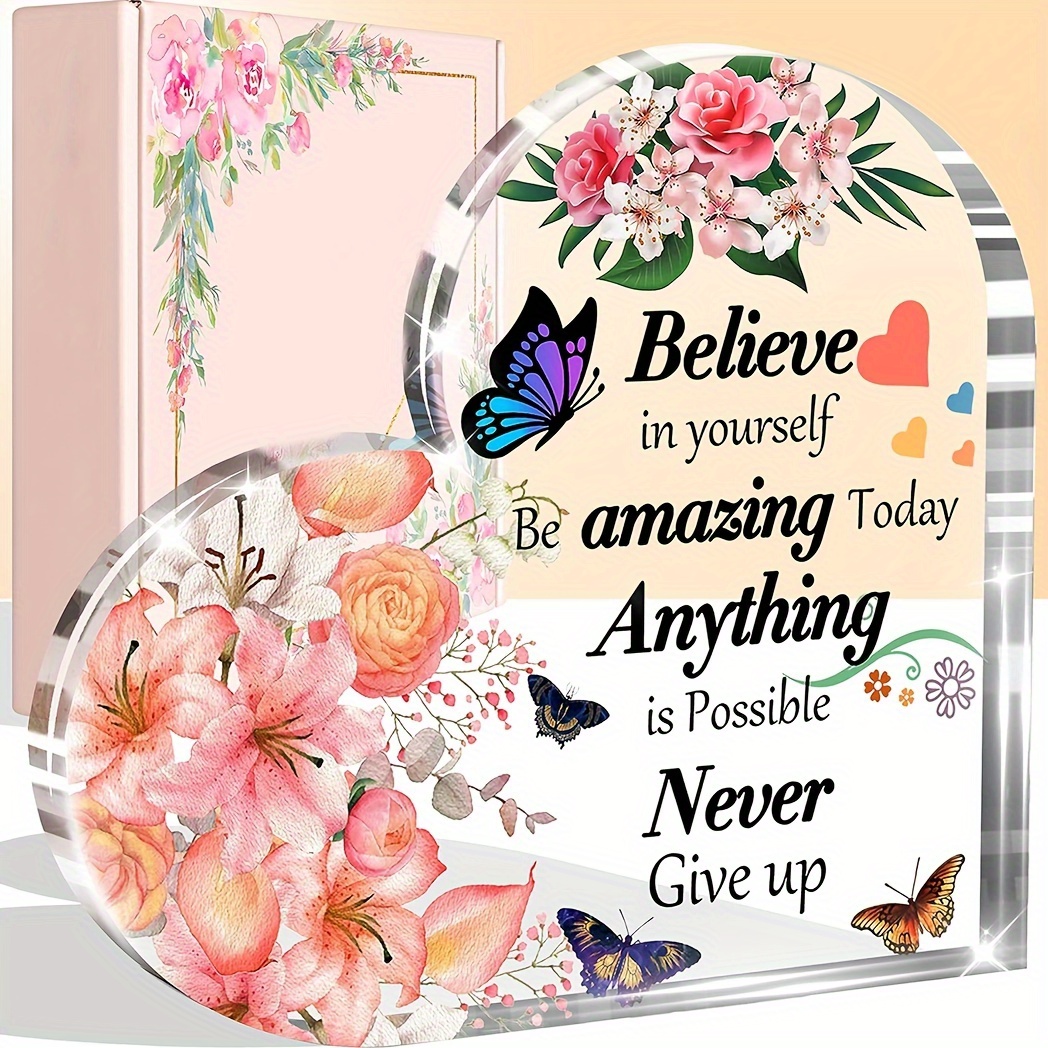 

1pc Inspirational Coworker Gifts For Women, Encouragement Women, Gifts For Coworkers Friends, Acrylic Cards Spiritual Gifts For Office Home Decoration, And Town Paper Souvenirs