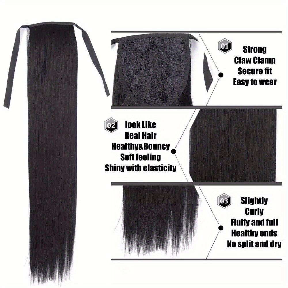 1pc 85cm clip in ponytail hair extension   synthetic hair natural look for women     daily wear parties and cosplay ponytail extension   details 3