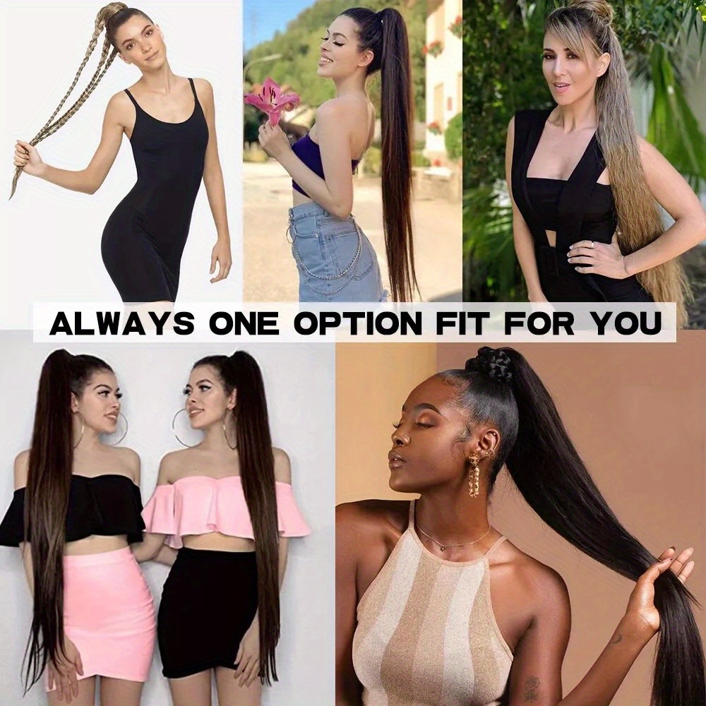 1pc 85cm clip in ponytail hair extension   synthetic hair natural look for women     daily wear parties and cosplay ponytail extension   details 4