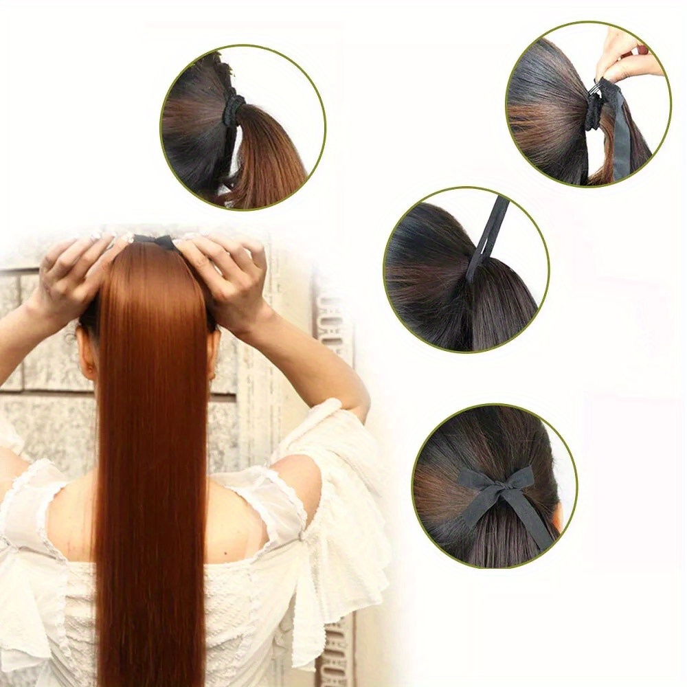 1pc 85cm clip in ponytail hair extension   synthetic hair natural look for women     daily wear parties and cosplay ponytail extension   details 7