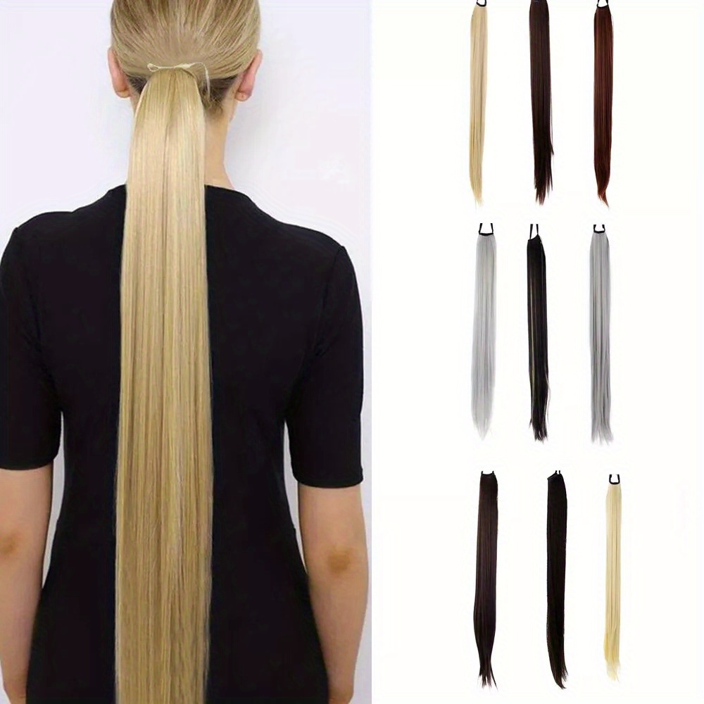 1pc 85cm clip in ponytail hair extension   synthetic hair natural look for women     daily wear parties and cosplay ponytail extension   details 5
