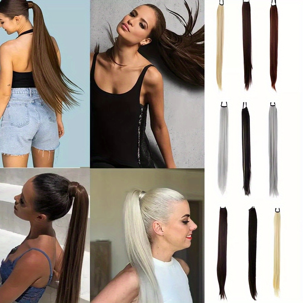 1pc 85cm clip in ponytail hair extension   synthetic hair natural look for women     daily wear parties and cosplay ponytail extension   details 1