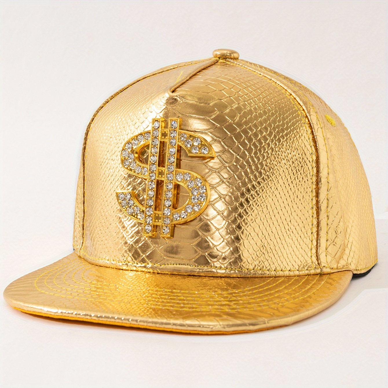 TEMU 1pc Street Hip-hop Style Flat Brim   With & Money , Rhinestone & Woven Baseball  , Theme With Sun , Adjustable Snap Closure, Unisex Halloween Hat