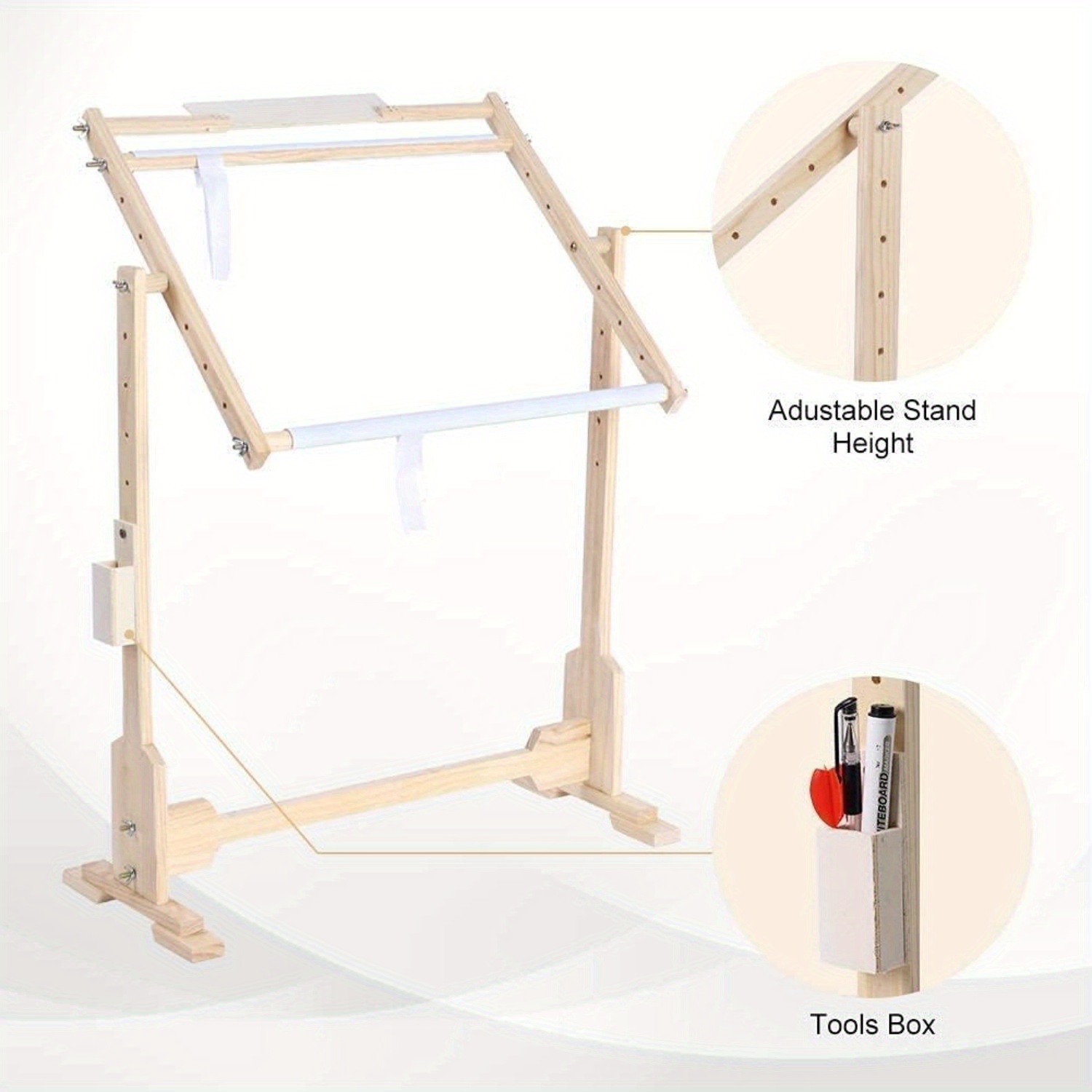 

360° Stitch Frame With Scroll Frame, Quilting Frames For Hand Quilting, Stitch Stand Embroidery Hoop Stitch Frame Stand Wooden Quilting Rack Floor Stand Adjustable Needlework Stand