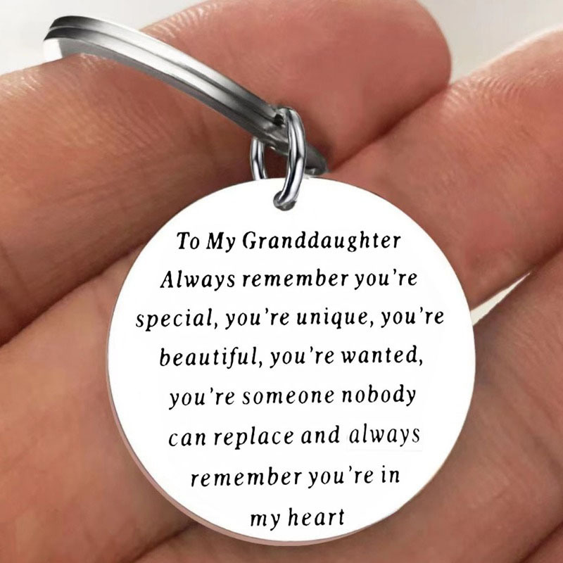 TEMU 1pc Grandparents Keychain For My Granddaughter, Inspirational Gift, Birthday Christmas Gift, Stainless Steel Keychain, Grandparents' Love