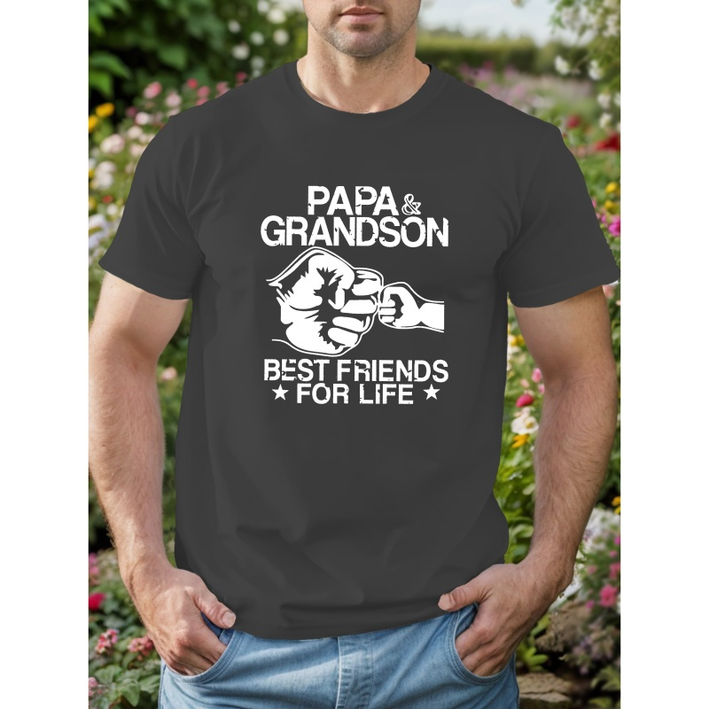 

Papa & Best Graphic Tee - Men's Casual Polyester Short Sleeve Shirt With Design, Machine Washable, Summer Wear