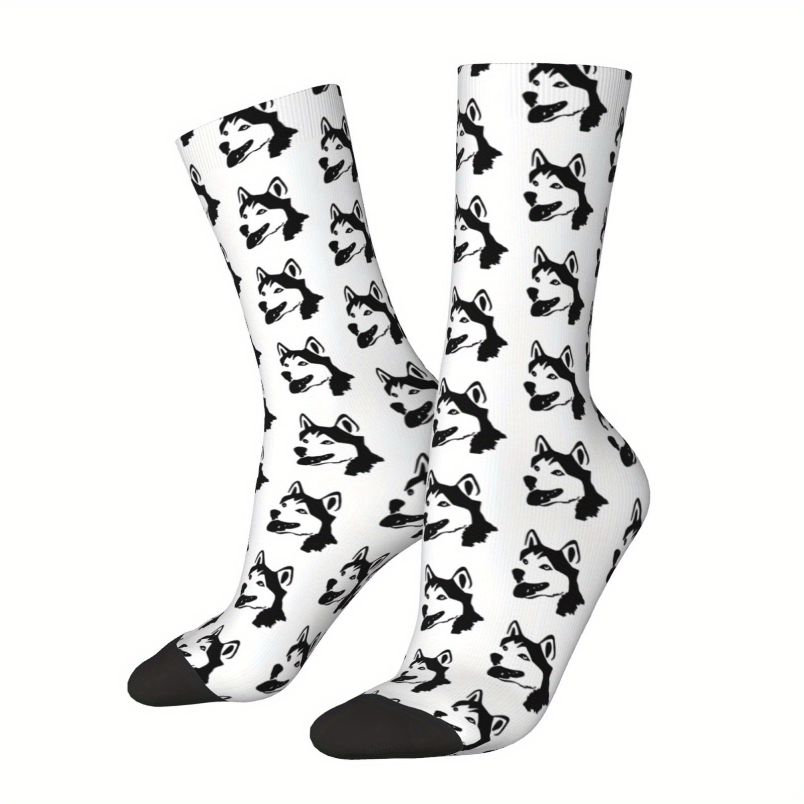 

1 Pair Of Vintage Style Novelty Dog Pattern Crew Socks, Trendy 3d Digital Printed Men Women Socks, Crazy Funny Socks For Gifts