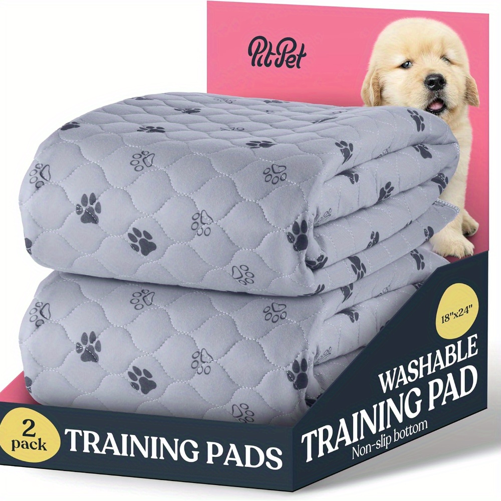 

2-pack Reusable Puppy Training Pads - Non-woven Material, Absorbent & Washable Dog Pee Mats With Non-slip Bottom - Ideal For Small Dogs, Provides Protection Against Urine Leakage, Dog Training